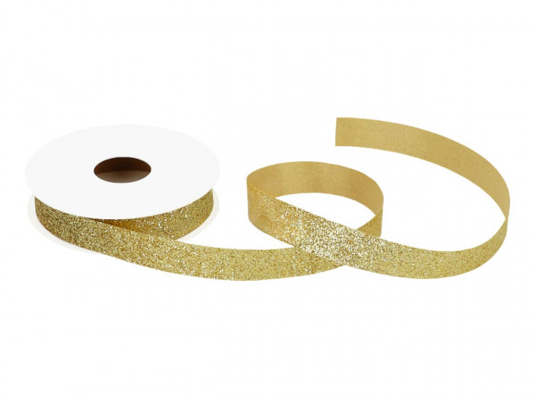 Satin Band Gold Glitzer 15mm, 5 Meter