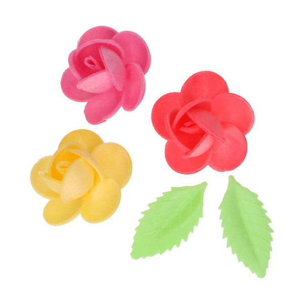 FunCakes Essbare Papierblumen Frangipani &amp; Blätter pk/15