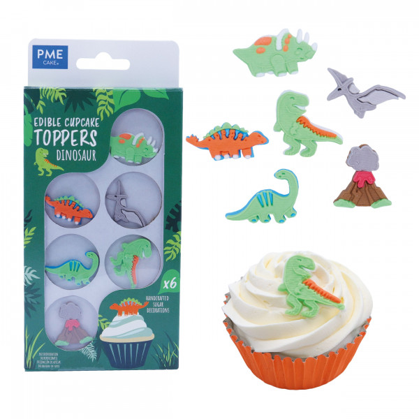 Cupcake Topper Dinosaurier, essbar, Pk/6