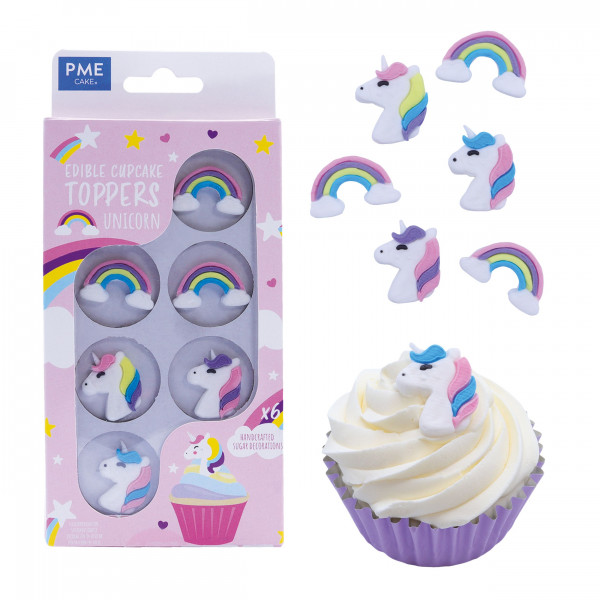 Cupcake Topper Einhorn, essbar, Pk/6